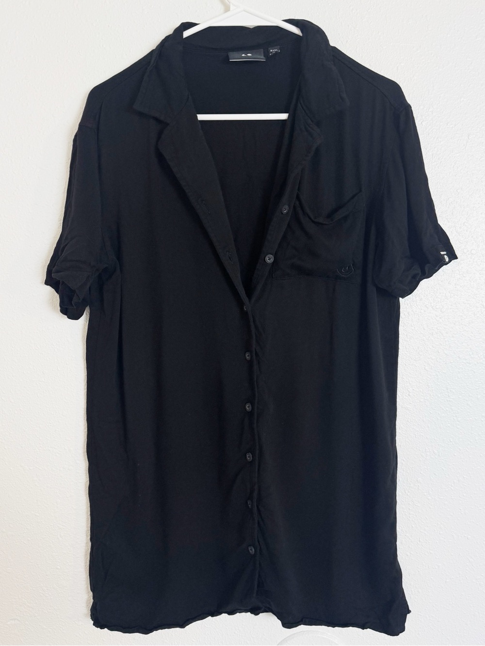 Lazy oaf short sleeve black button down bowling shirt